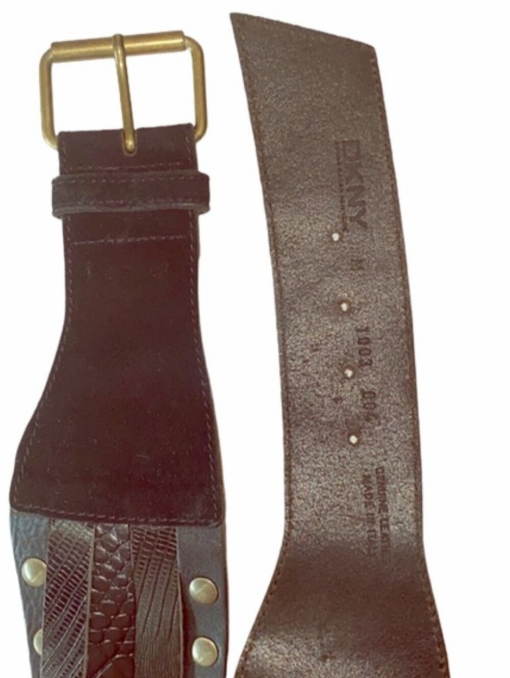 DKNY Women’s Size Medium Black Leather & Suede Studded Belt Renaissance Cosplay
